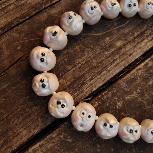 🌊🐚Pearl🐬Funny 🐚Face 🐚Necklace - Picture 12 of 14